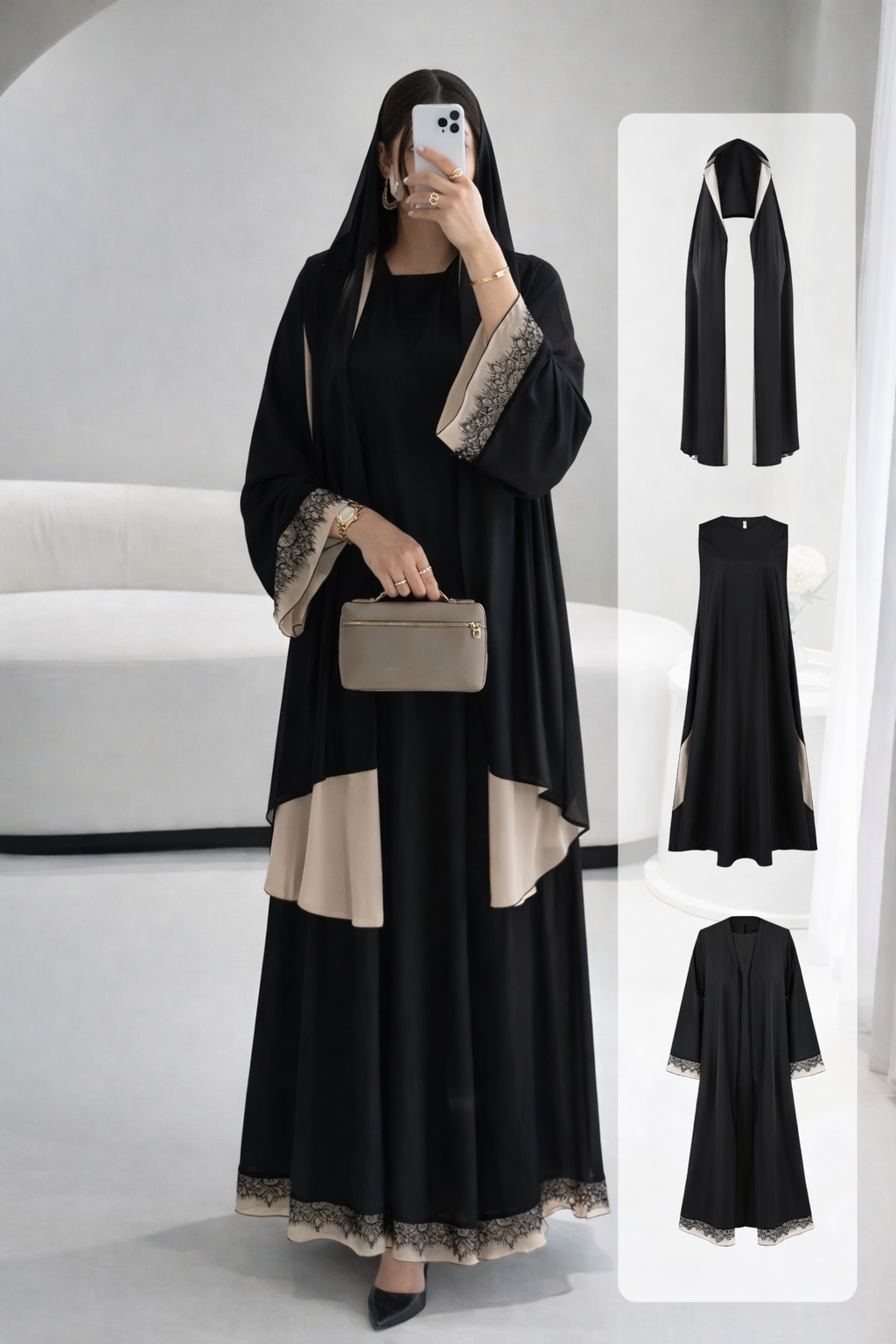 Noor Elegance 3-Delad Abaya Set