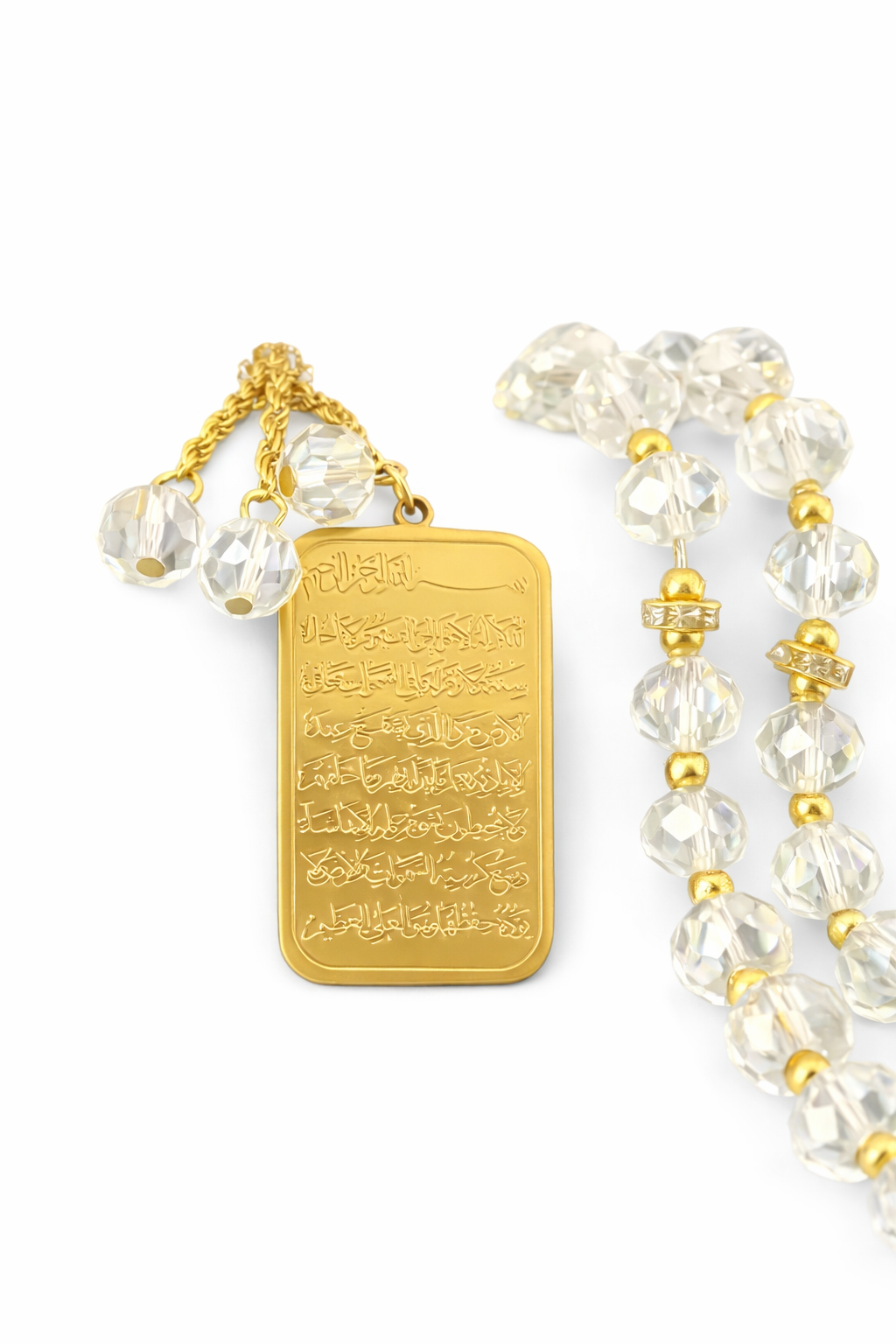 Ayat al-Kursi Crystal Tasbih Gold