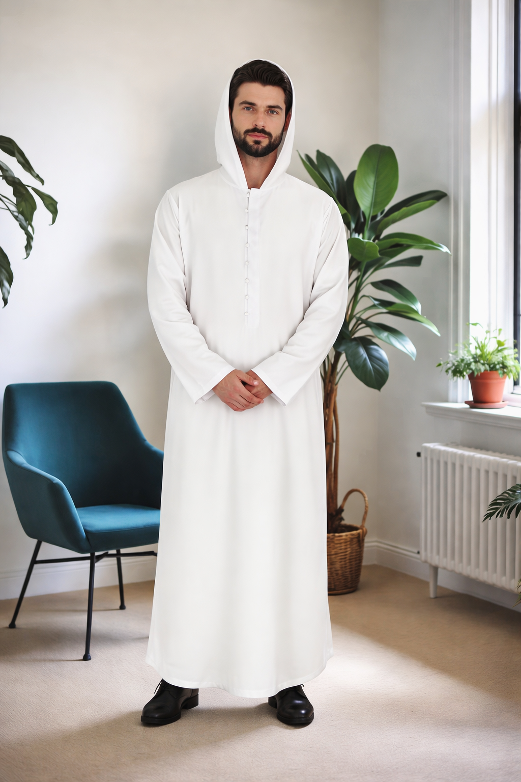 Elegance Thobe med huva - Vit